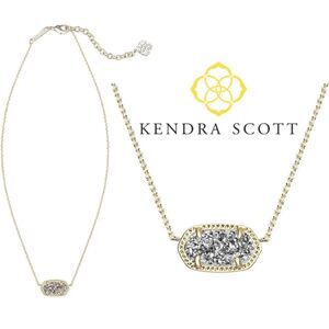 NWOT Kendra Scott Elisa Gold Platinum Drusy Pendant